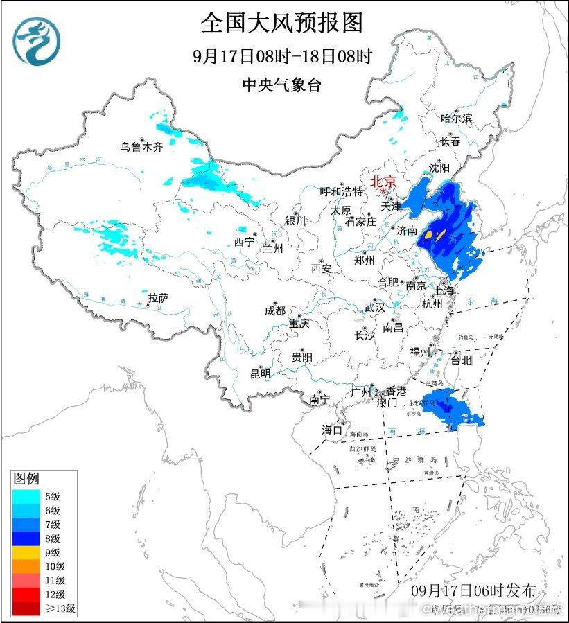 【大风预警】通常秋冬季的冷空气入海，海面温度相对高，冷暖差异大，使得风比陆地上更