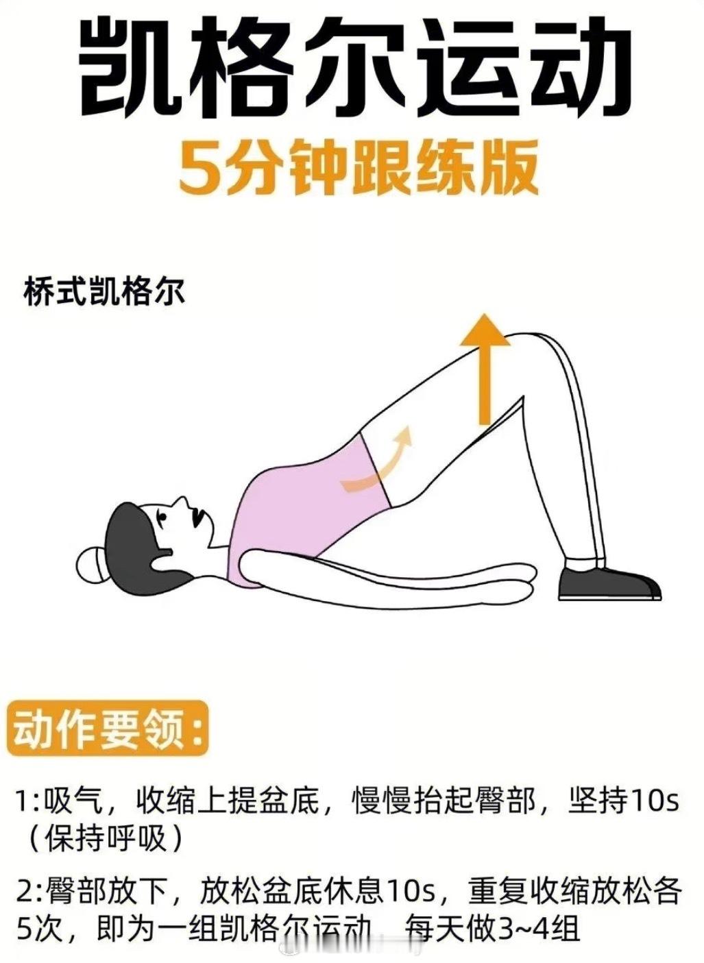 凯格尔运动5分钟跟练版坚持一段时间，你会发现盆底肌功能得到明显改善​​​