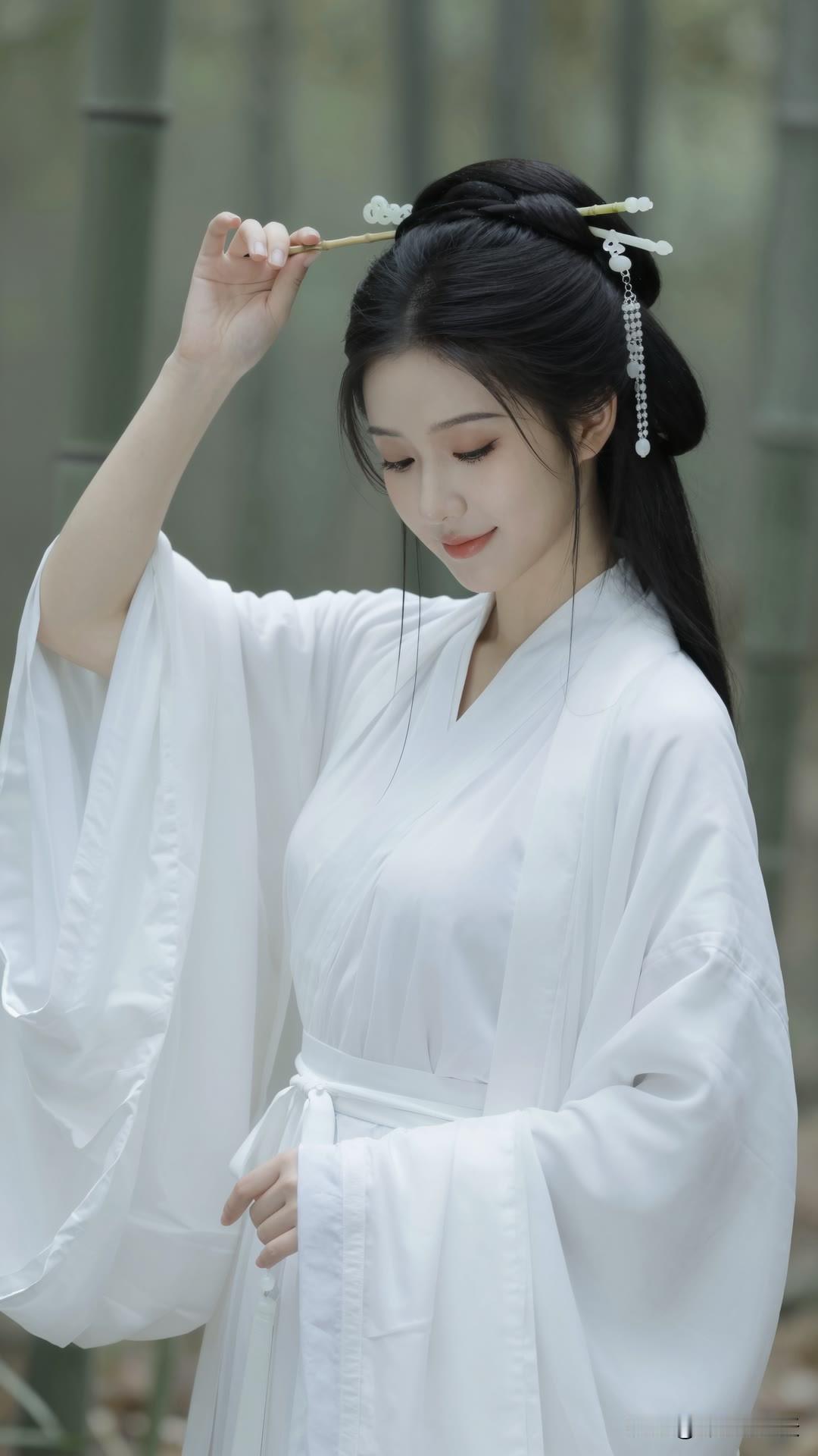 清风入竹林，白衣自翩跹。美女人像群高清美女高雅气质美女古风