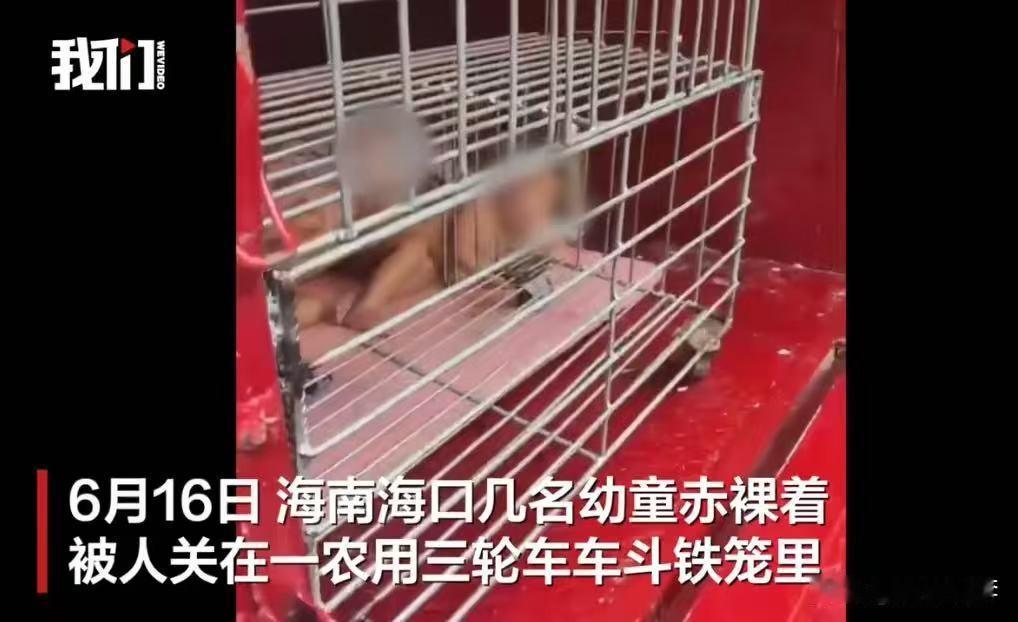 这个事情看了让人惊心啊不知道说什么好了。几个幼童赤裸着被关在铁笼子里，被市民