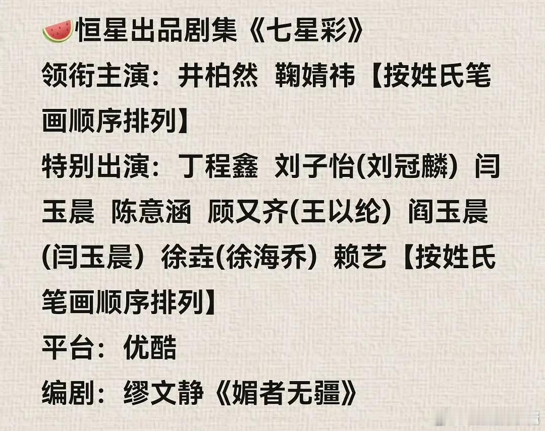 🍉《七星彩》井柏然，鞠婧祎，丁程鑫，期待吗​​​