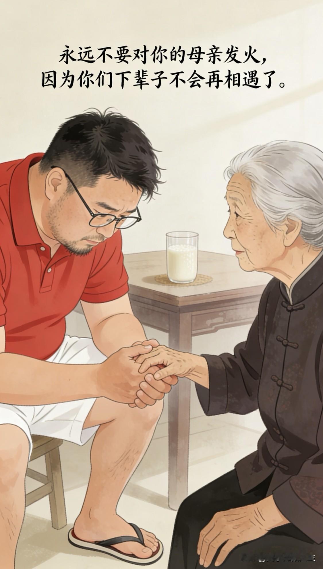 直击人心的一段话：“请善待你的母亲，因为她下辈子不会再来。如果能一命抵一命，那