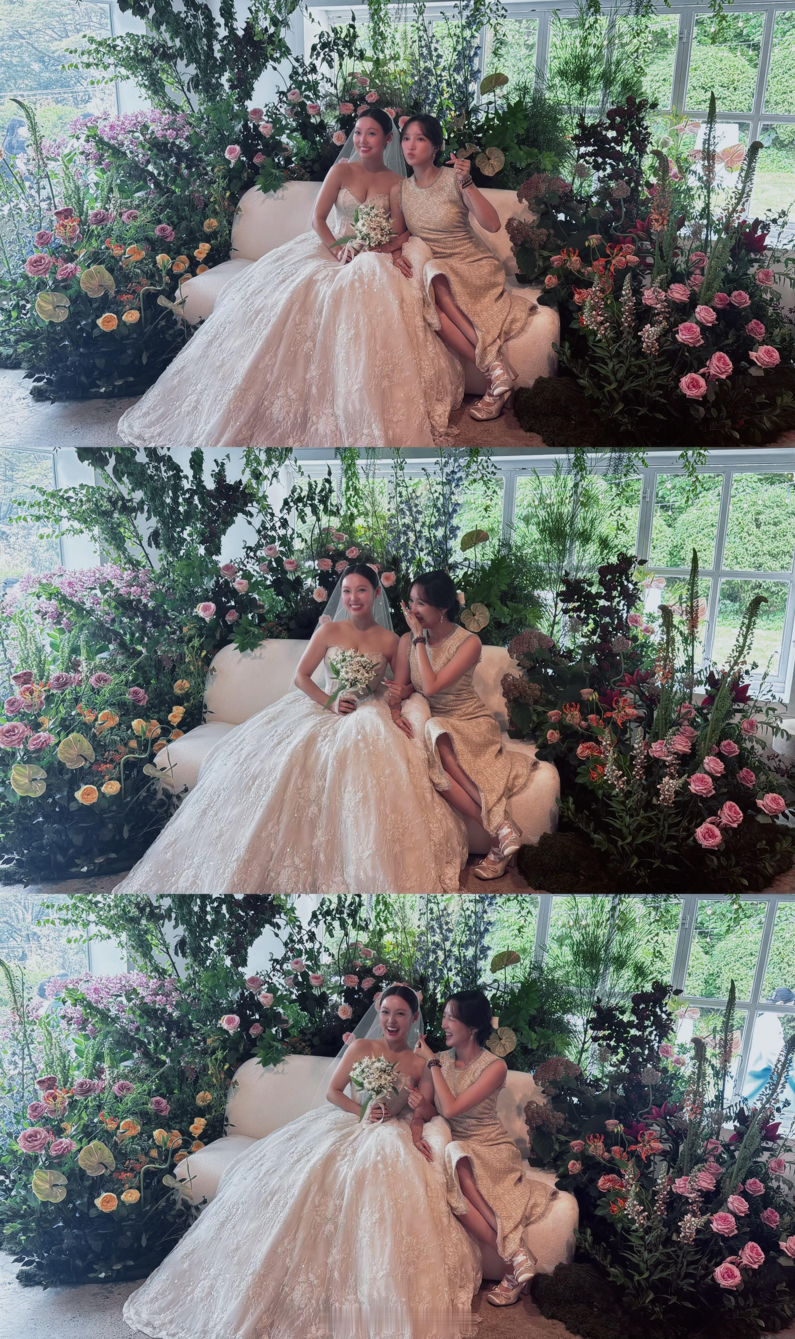 missAMin昨天结婚，孟佳和王霏霏都去了婚礼现场，JYP家族都来了，还看