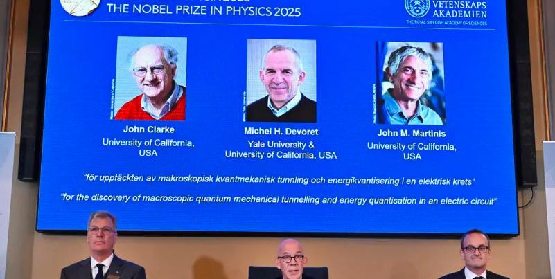 2025年诺贝尔物理学奖：法英美3人量子力学研究成果诺贝尔委员会表示，这