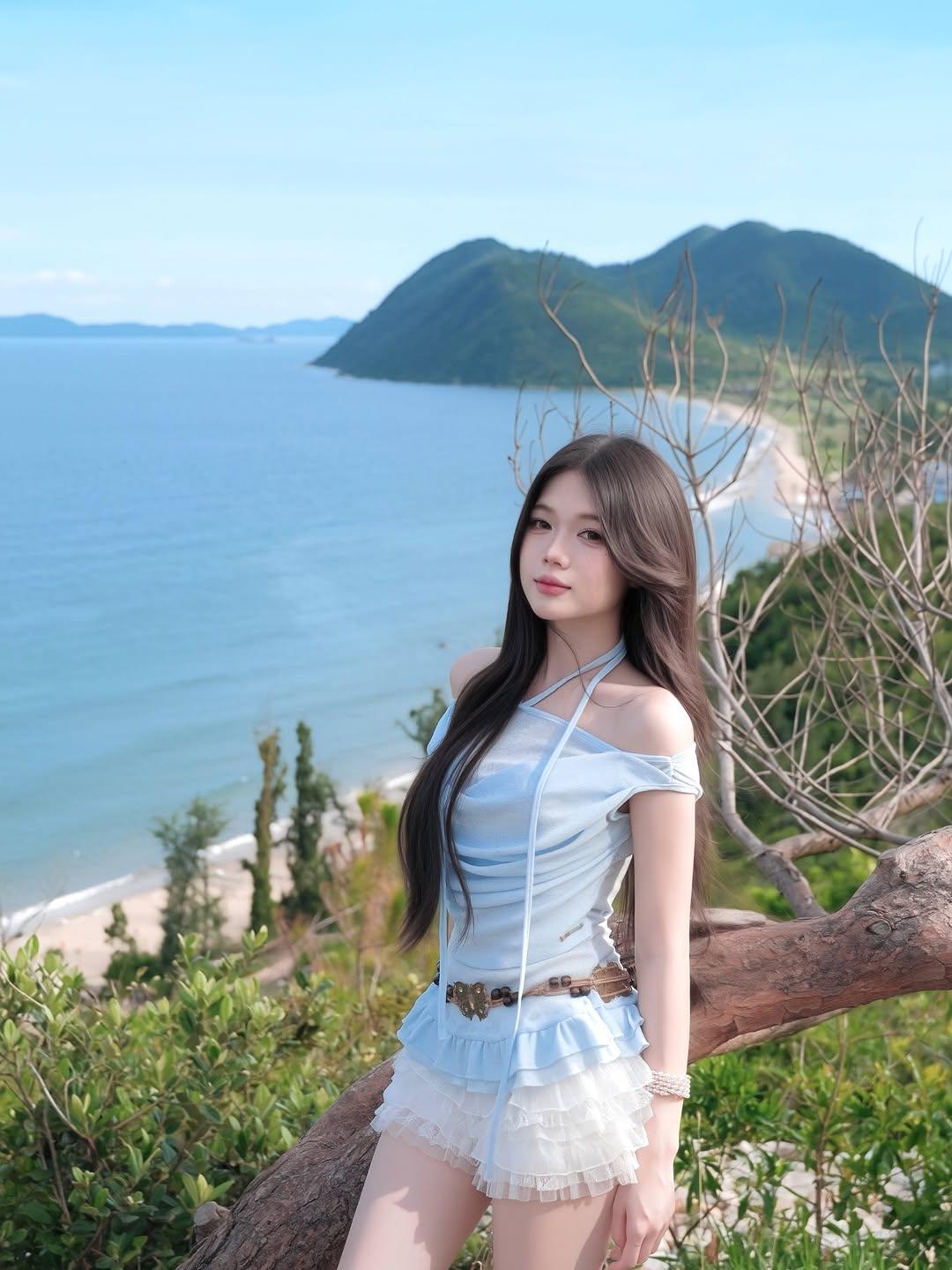 海边少女，轻纱飘逸，阳光明媚，海风轻拂，尽享夏日美好时光。什么样的女人才能让你心