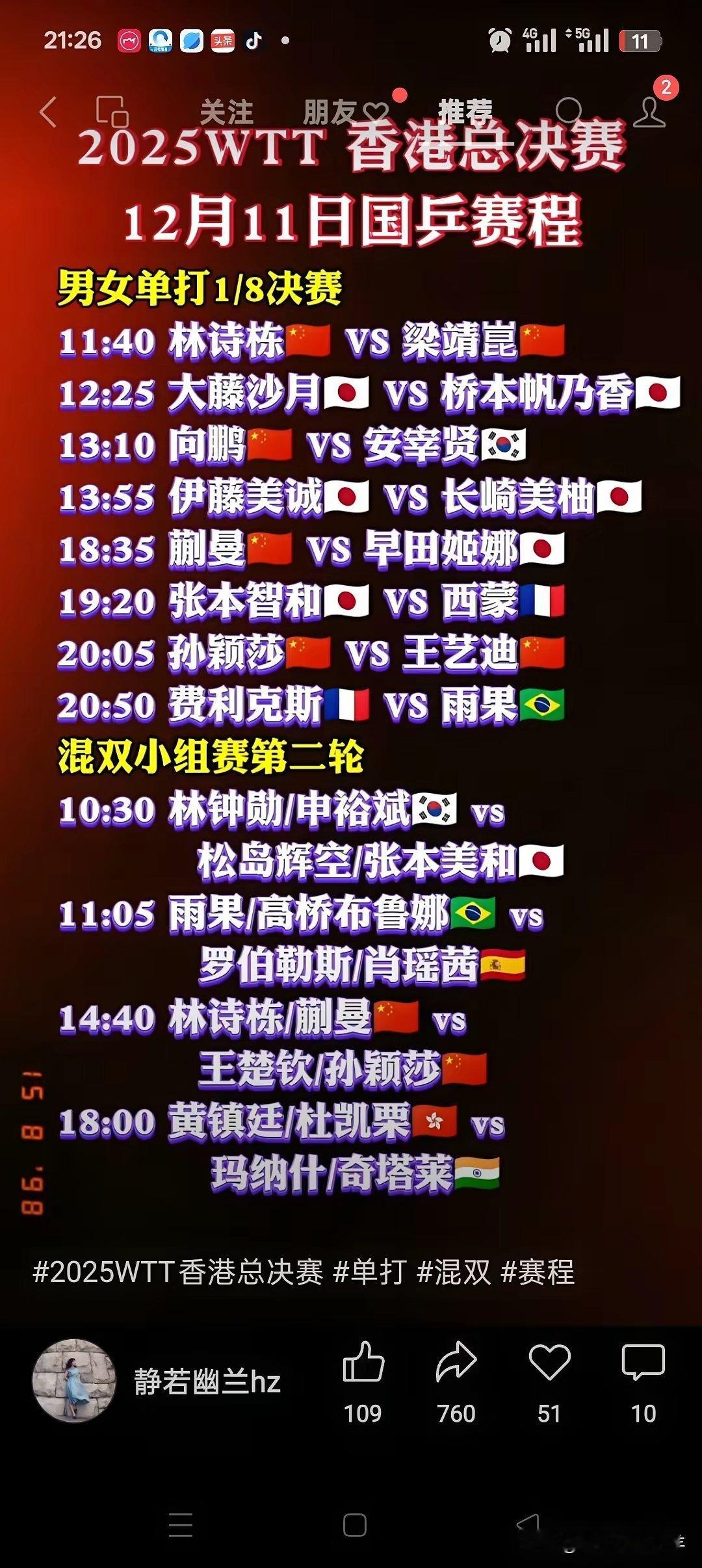 莎莎明天又是混双，又是单打，切换得过来吗，今天大头单打体力就有太给不上，赢得好累