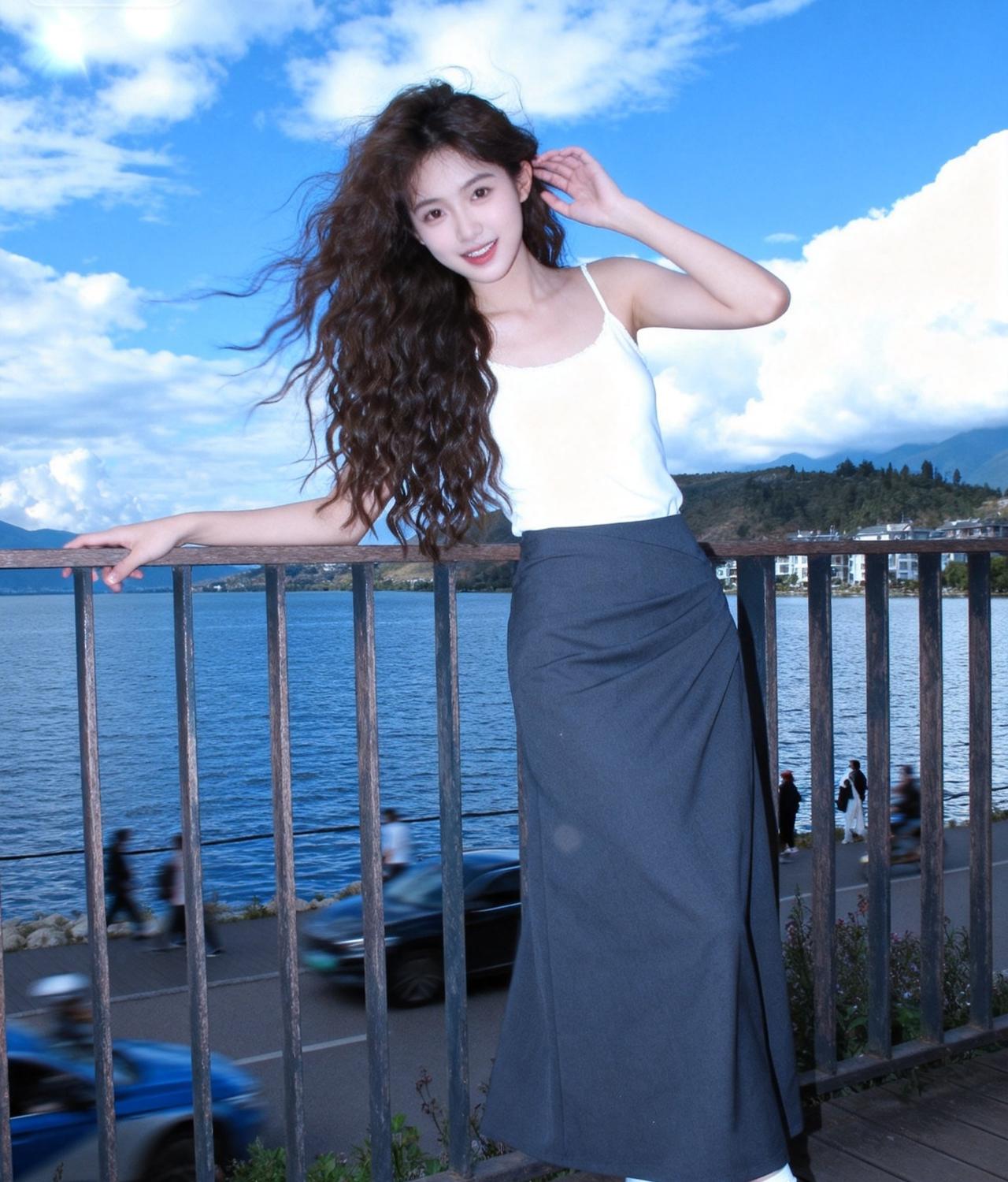 海边漫步，微风拂面，享受美好时光甜美小仙女的穿搭温柔系海边穿搭海边风光穿搭