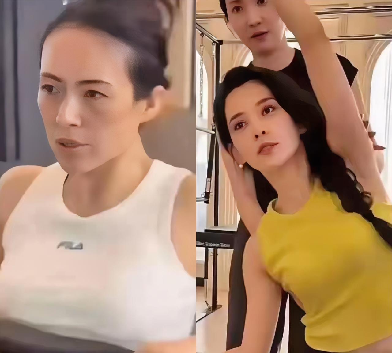 左边汪峰前妻章子怡健身右边汪峰现任森林北健身看完以后，汪峰居然被这么轻