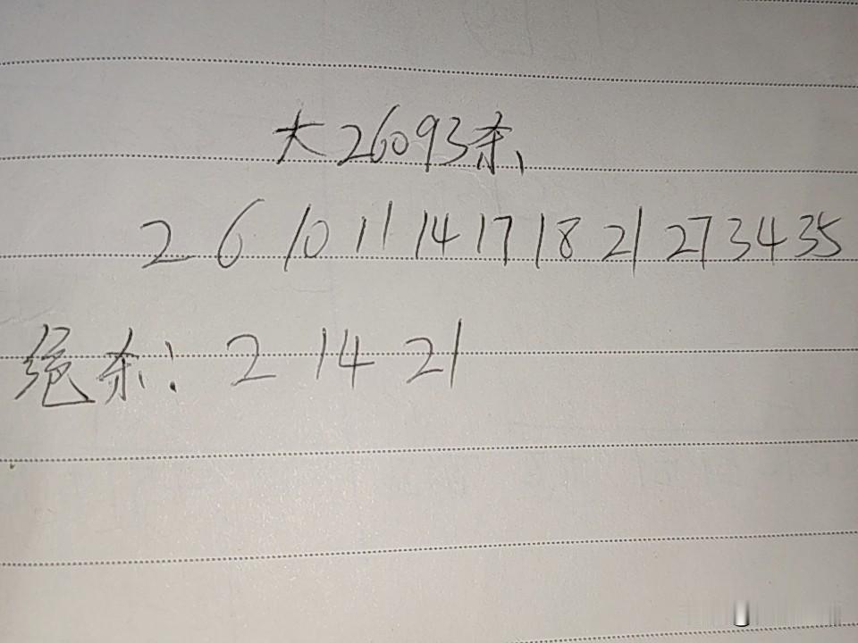 大乐透26093期排码（错2码）02、06、10、11、14、17、18、21