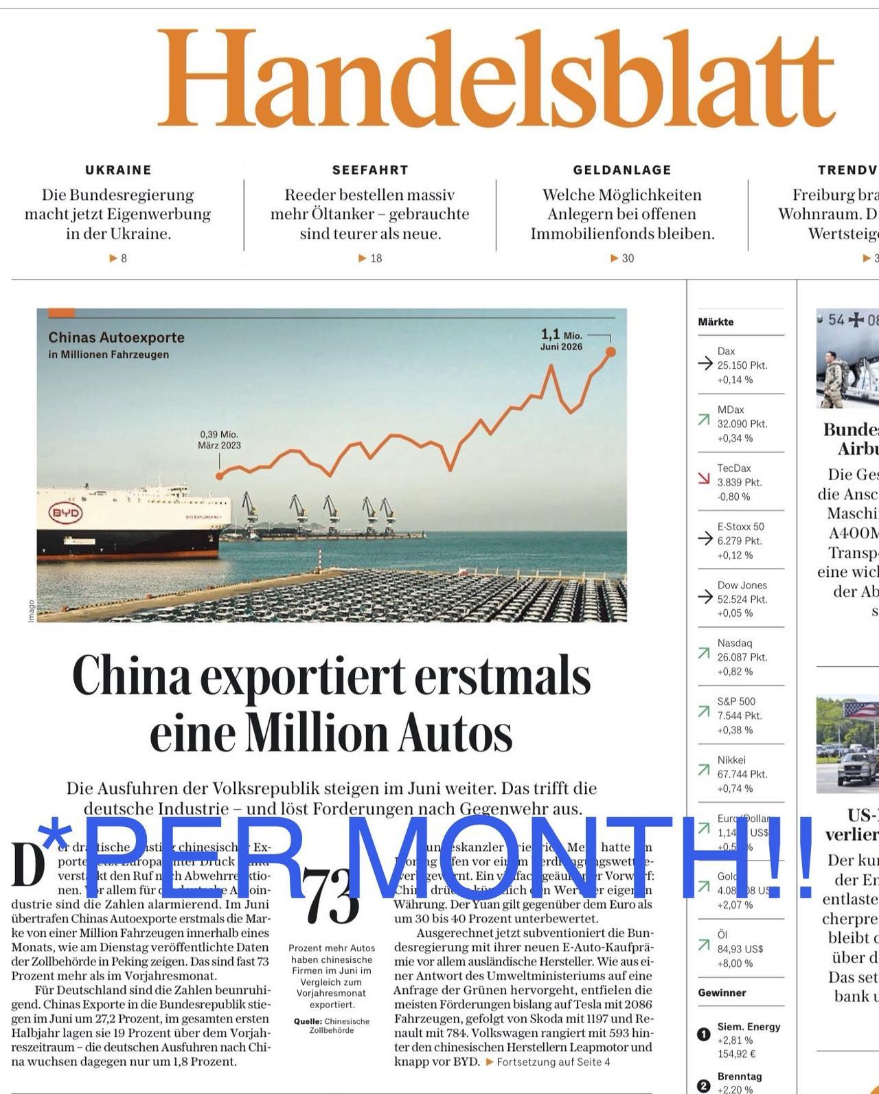 外媒：在汽车百年历史中，从未有一个国家的出口汽车像中国这样爆炸式增长！中国汽车