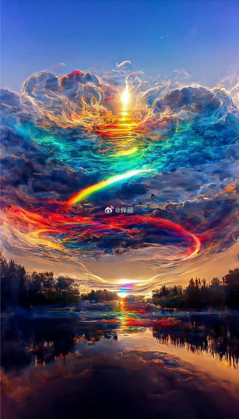 七彩祥云，见者有份有好的征兆