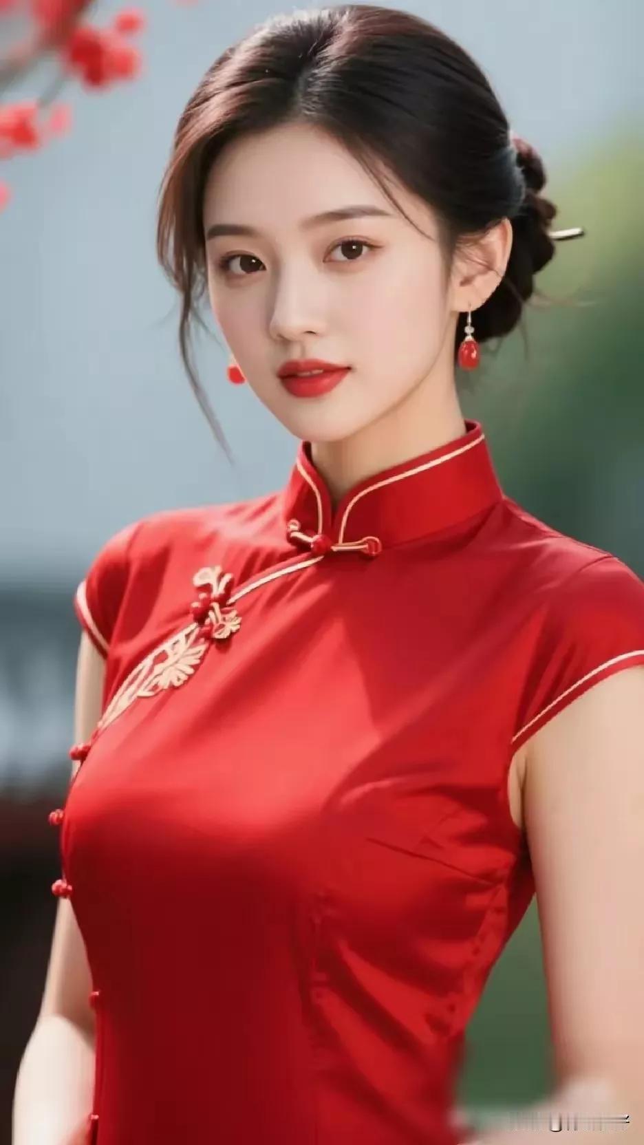 这姑娘穿得真漂亮，像是从画里走出来的一样。