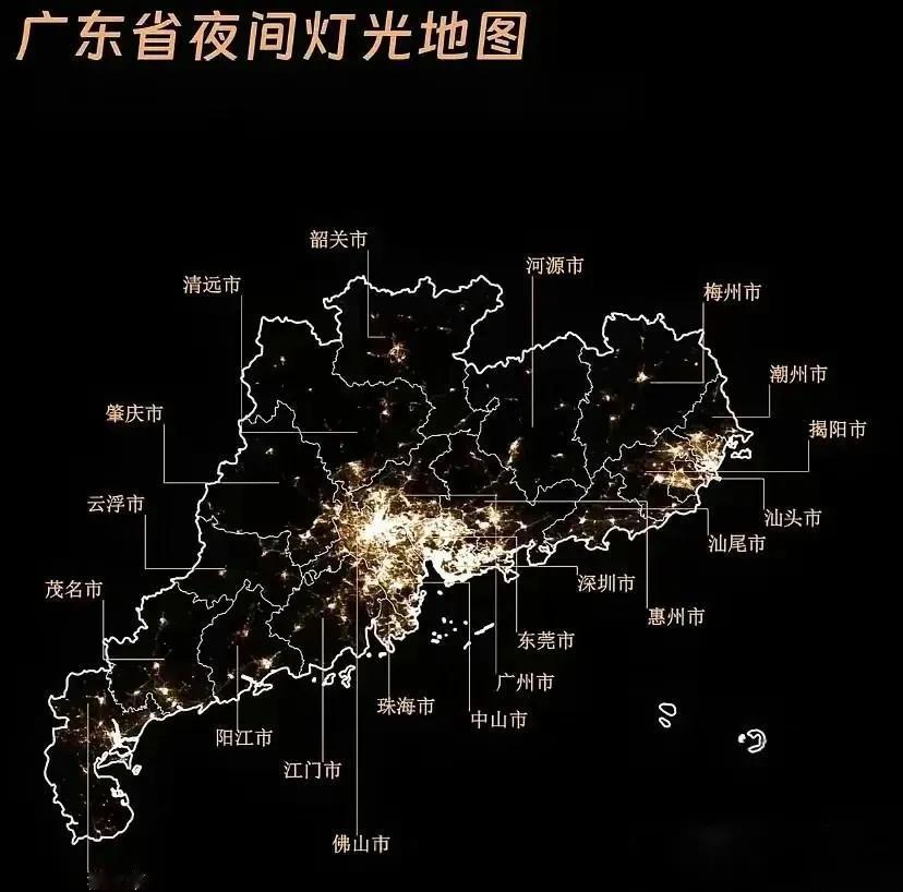 珠三角东部那个像螃蟹一样的灯光图就是惠州。南部惠阳跟大亚湾基本上跟深圳连片了。