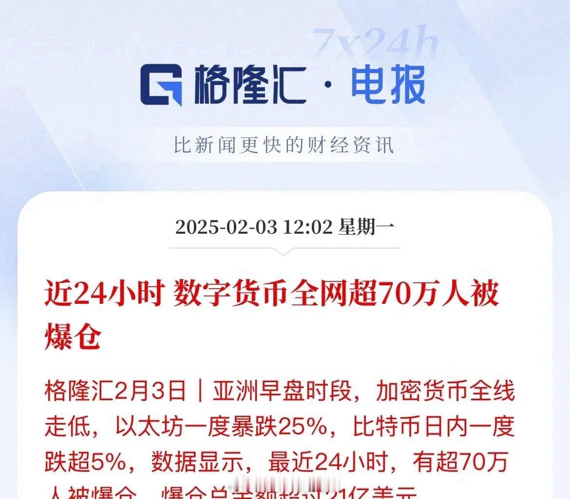 加密货币被爆了！70万人爆仓，金额超21亿美元比特币盘中一度跌破9.2万美元，大