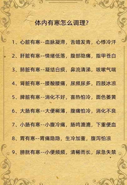 体内有寒都有哪些症状表现