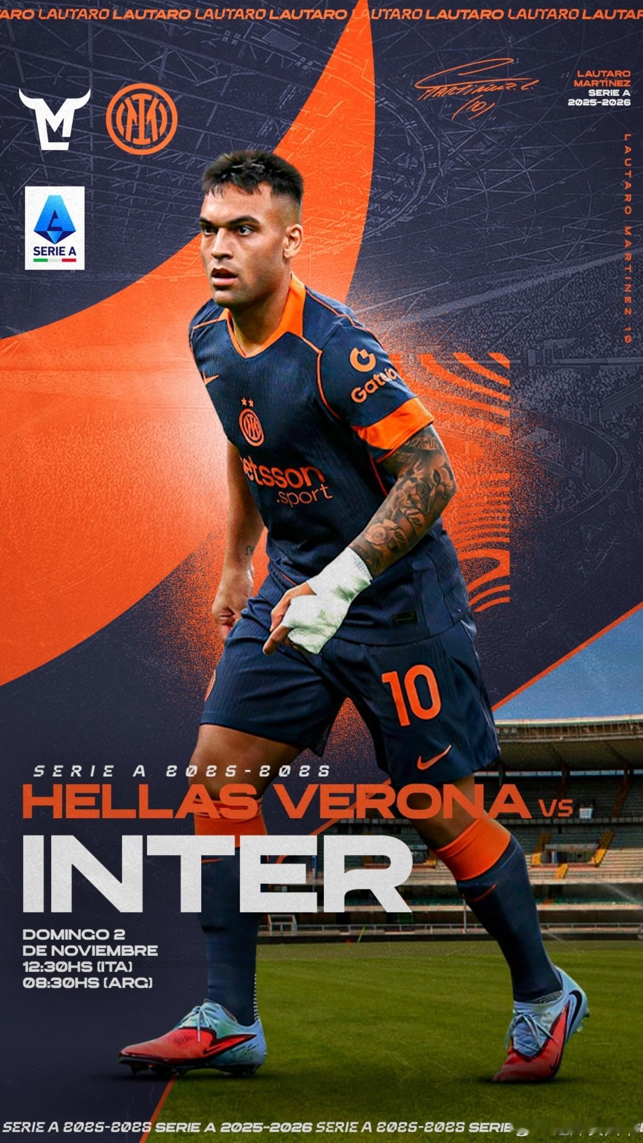 维罗纳vs国际米兰，蓝黑军团队长劳塔罗发布赛前海报！💙🖤💪国际米兰意甲劳塔