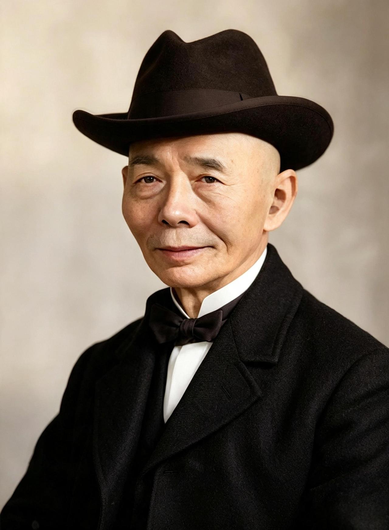 这名戴礼帽，穿西装，打领结的老者正是洪秀全的远房侄子洪春魁。他十七岁参加金田起义