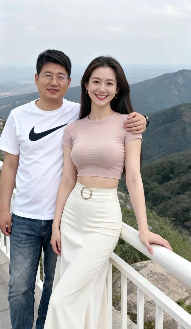 感觉这位美女，身材又好，凹凸有致，性感迷人。有福相，还旺夫，配这位男士有点冤，你