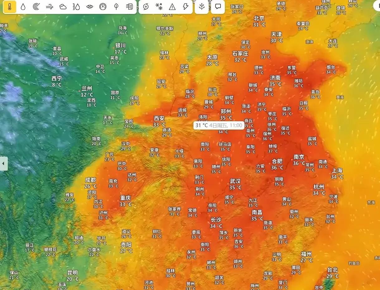 杭州这两天温度已到40℃，这还没有到三伏天，再看看全国地区，大半个中国都被高温笼