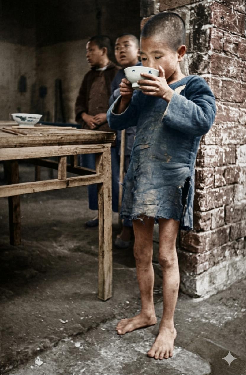 这组照片，是1942年河南大饥荒最刺痛人心的视觉记录，镜头里的孤儿端起桌上别人吃
