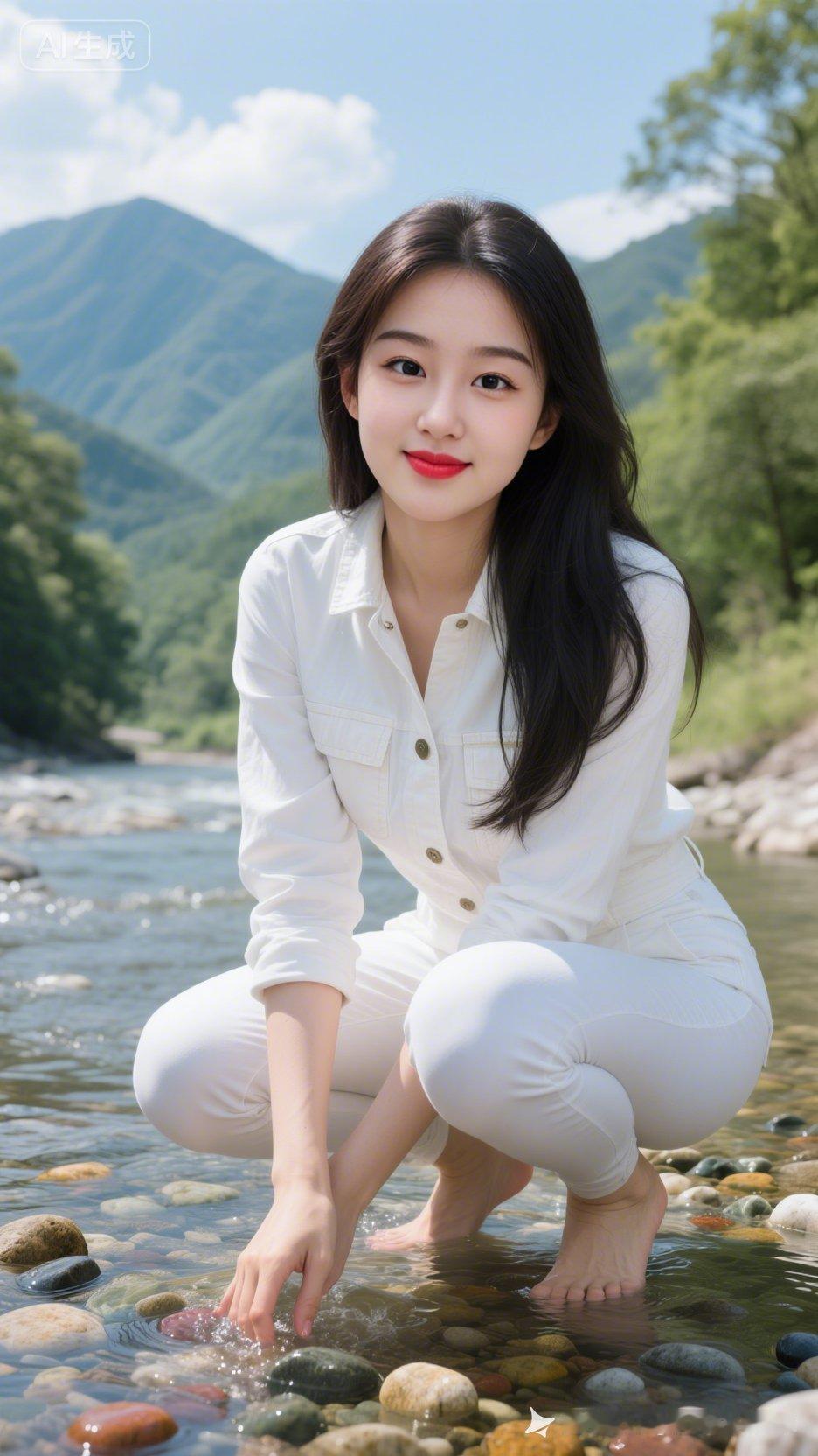 在山间溪流边，感受大自然的宁静与美好。