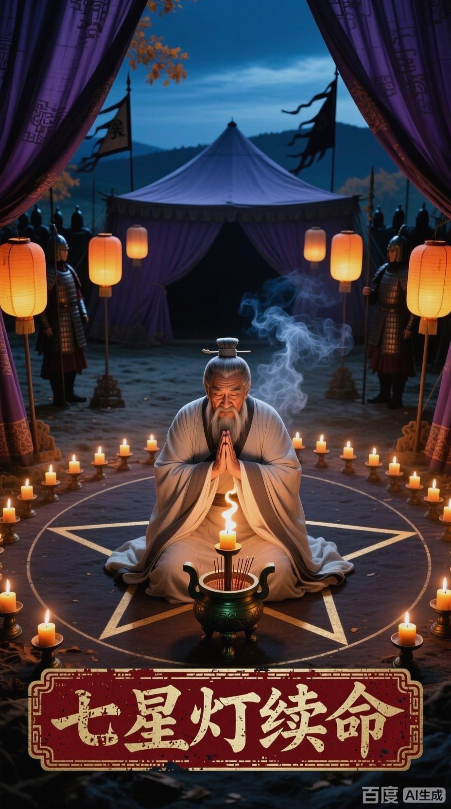 在《三国演义》的传说里，七星灯又名续命灯，是上古流传的禳星法术。诸葛亮点灯于五丈