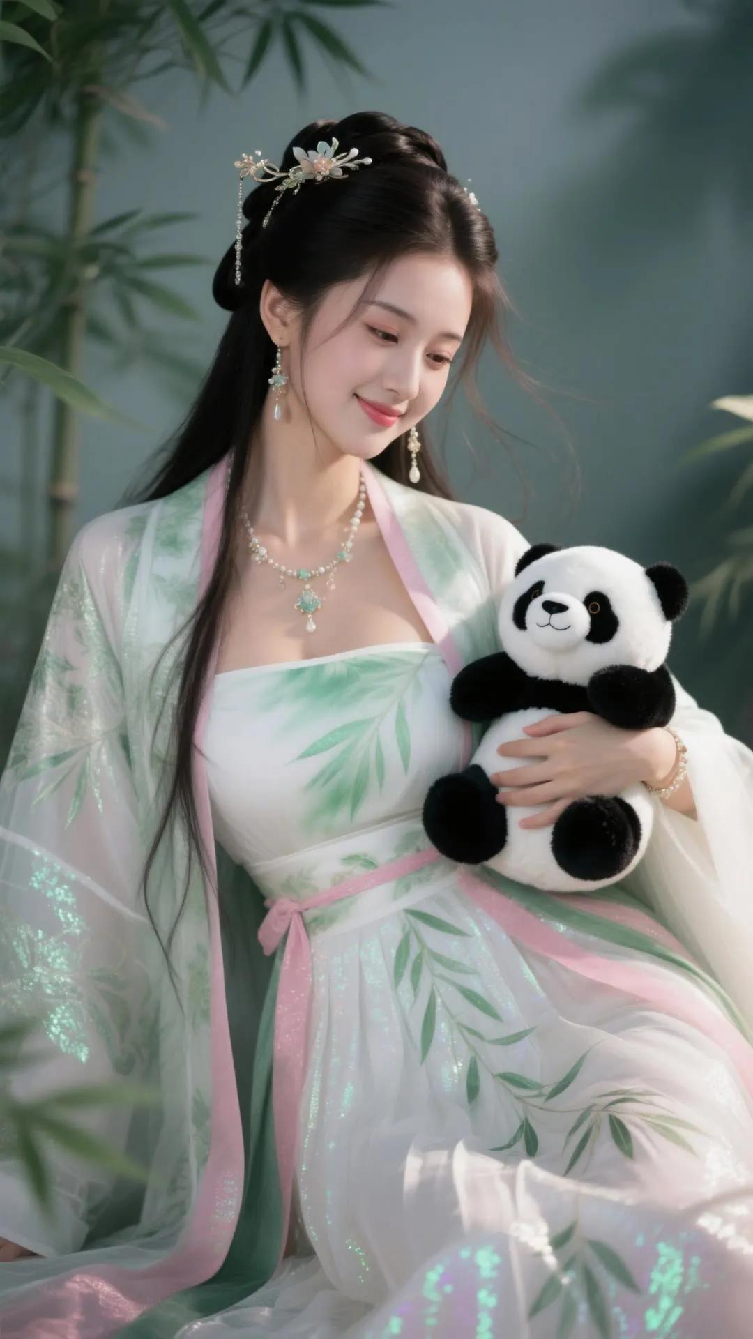 古风少女与熊猫的梦幻邂逅🌿🐼