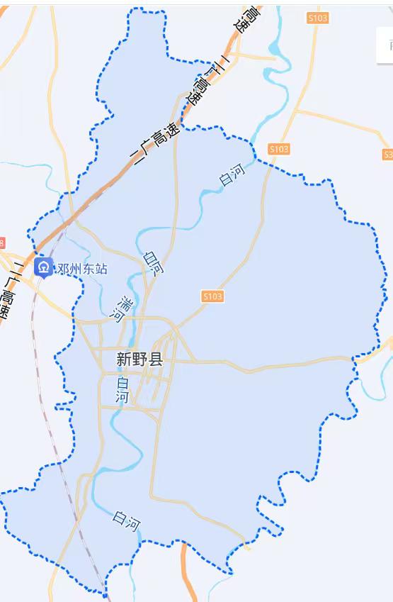 新野县境内现有通车高速为二广高速，线路仅途经县域西北区域，全域仅设置新野北一处高