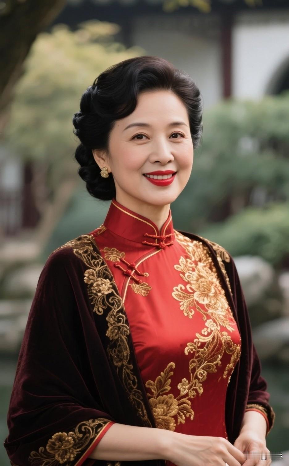 虽然年纪大了，但今天穿上旗袍感觉又年轻了好几岁了江南风旗袍照旗袍颜色鲜艳的旗