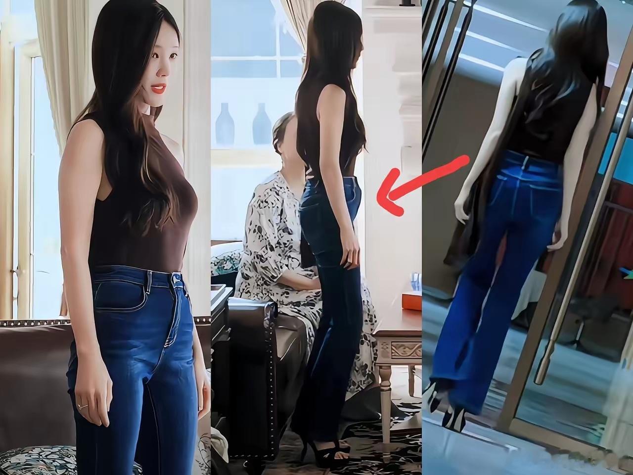服了这届网友的细节了。李一桐新的电视剧里，穿了牛仔裤本来比例很好了，看起来有一米