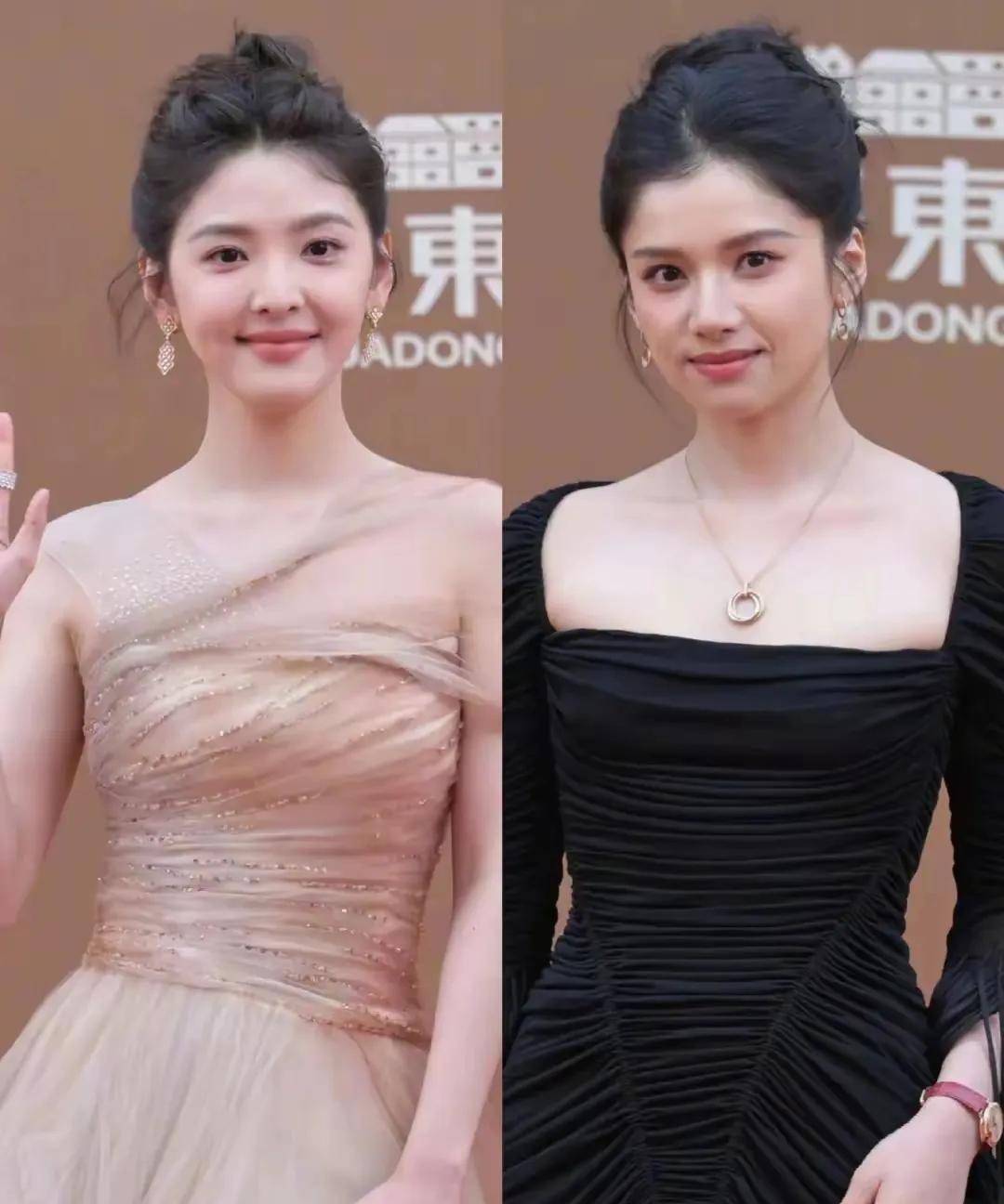 张婧仪和章若楠两位演员，你更喜欢哪位呢？这两位笑起来都特别甜美！皮肤白嫩白嫩的
