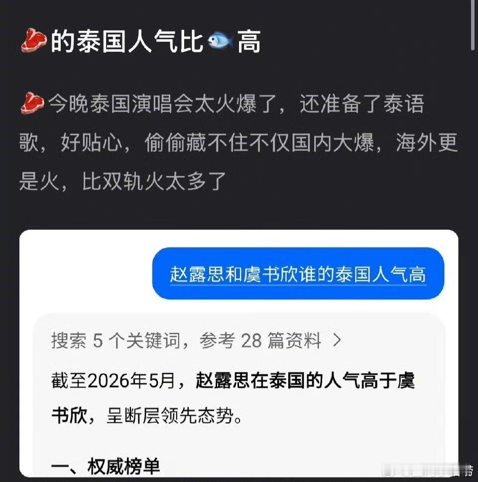 赵露思在泰国的人气比虞书欣高很多吗？