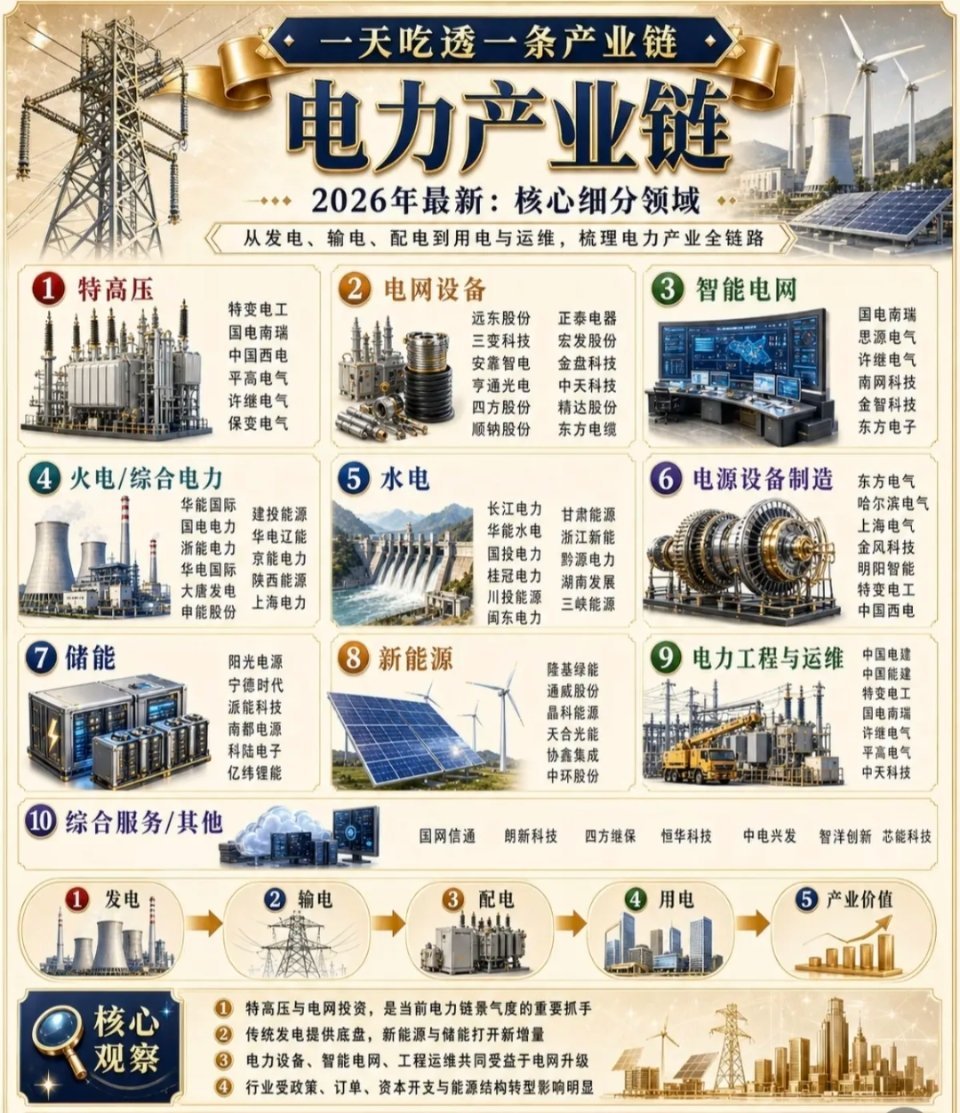 电力产业链全解析，从发电到用电，一图看懂！🔌💡