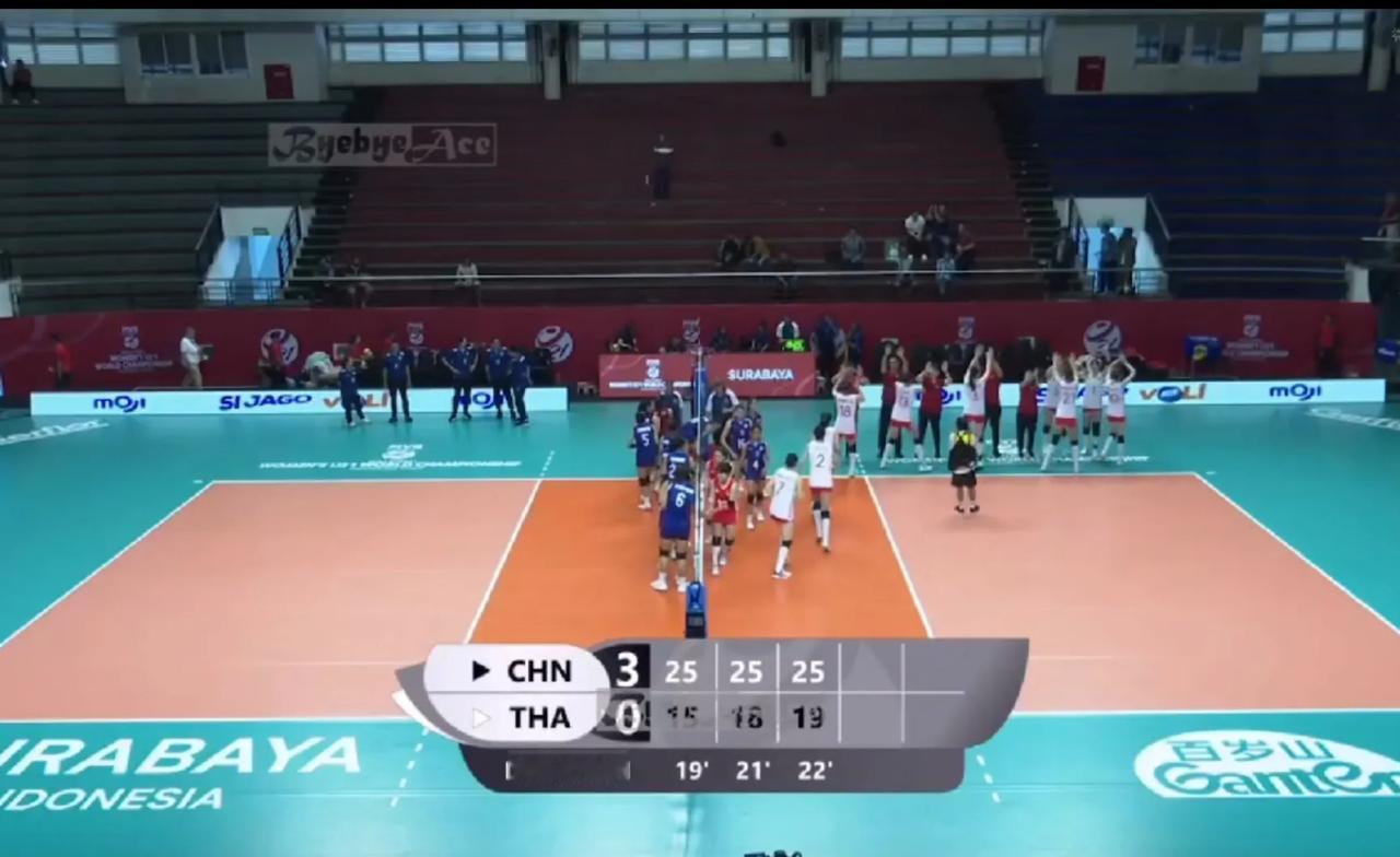U21女排世锦赛1/8淘汰赛，中国U21女排3-0泰国，顺利打进了世锦赛的八