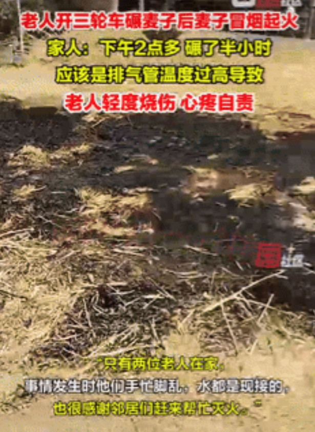 好心疼！陕西，老人自己割了麦子拿回院子里晒，之后开着三轮车碾压进行脱粒，不曾想车