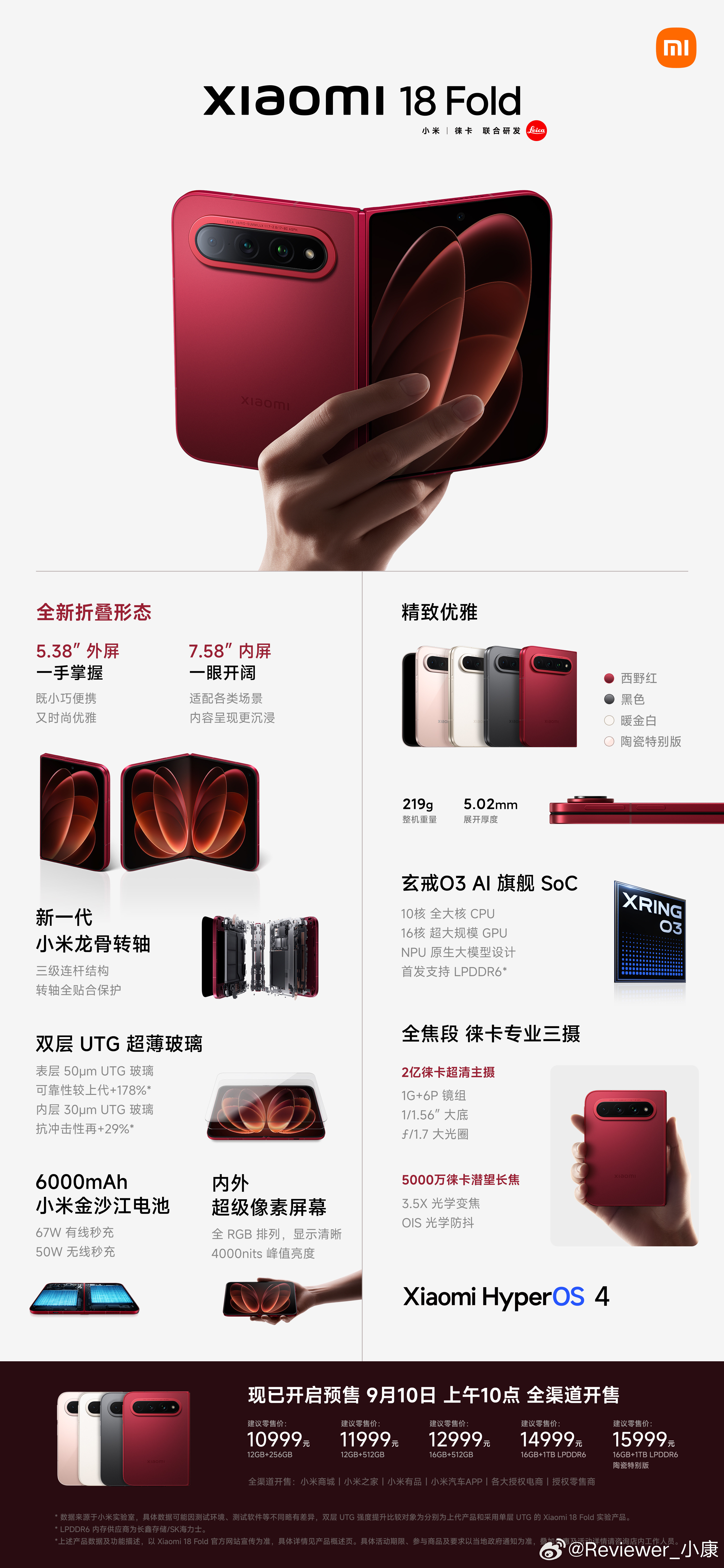 好像第一次，小米18Fold和华为阔折叠同价，有点意外。​​​