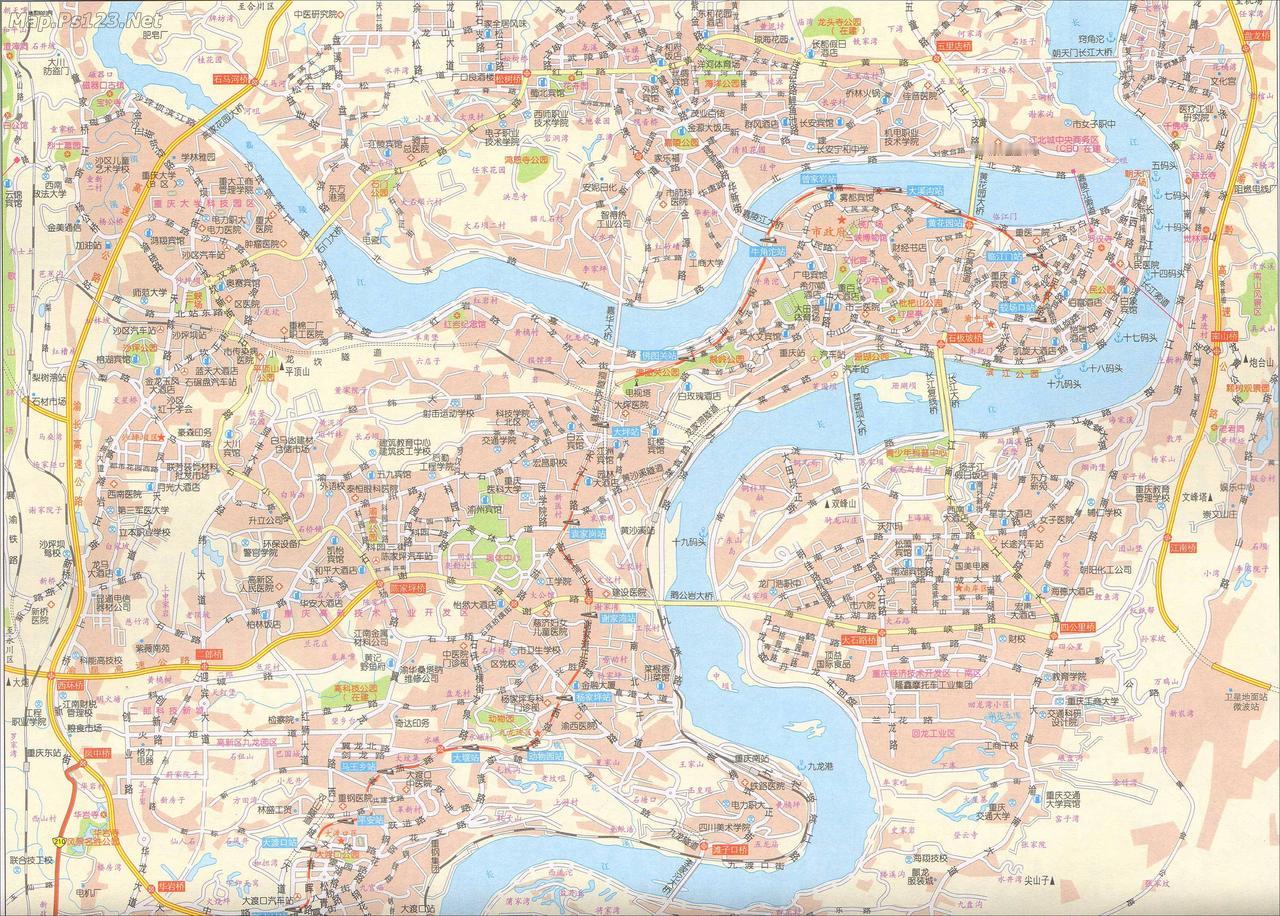 这张重庆市区老地图应该是2000年以后，但不超过2007年。从地图要素可以判