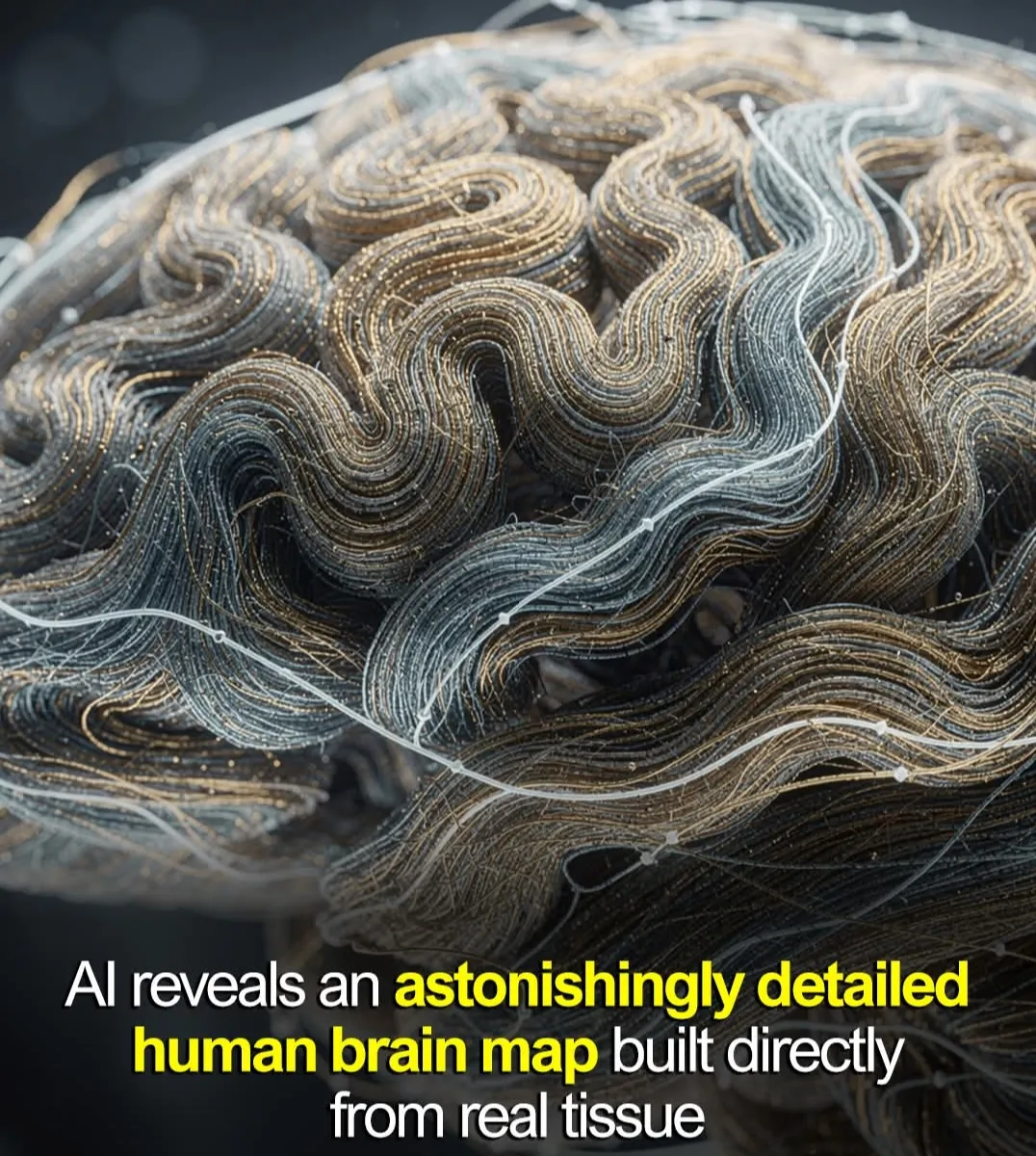 科学家利用人工智能结合真实脑组织数据，创建了一幅极其精细的成人大脑三维图谱。