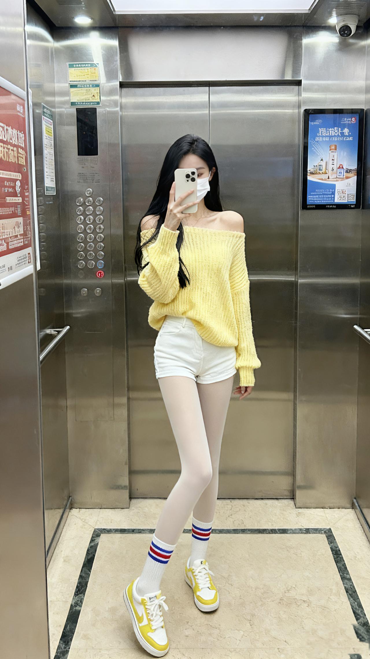 今天不上班。音乐灵感推荐穿搭分享拍照姿势黄色衣服的女孩