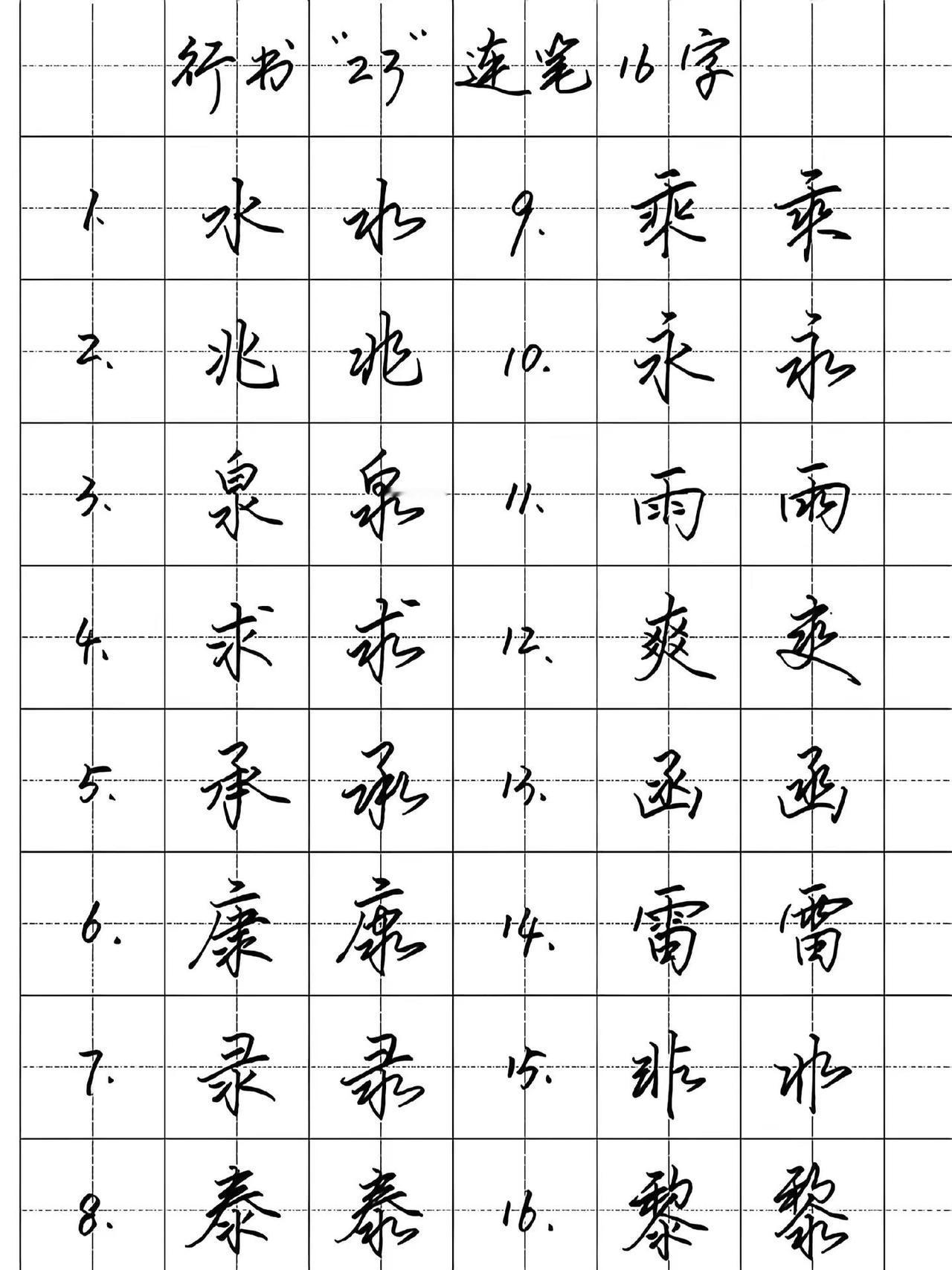 学会行书“23”连笔，告别学生体。成年人写字，就不要像个小学生了，掌握这个连笔技
