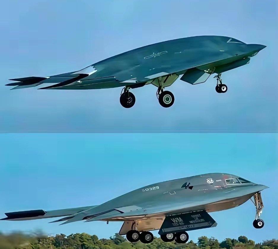 GJ-11（上）和B-2（下）的侧视对比