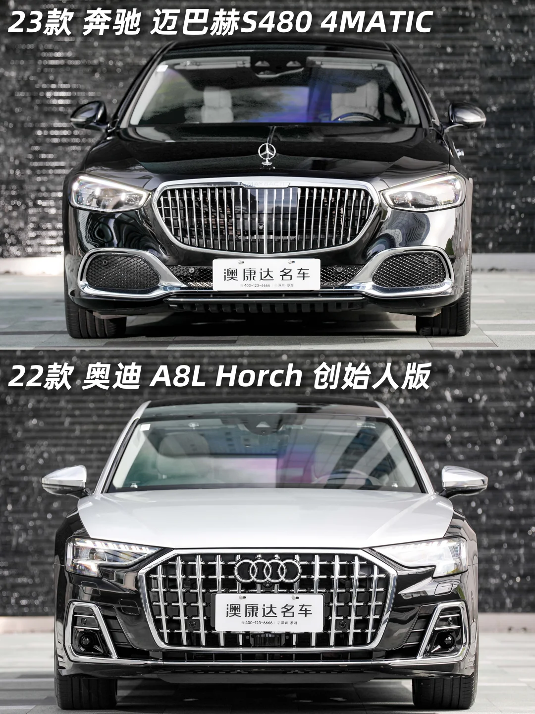 双峰对决：迈巴赫S480 vs 奥迪A8霍希