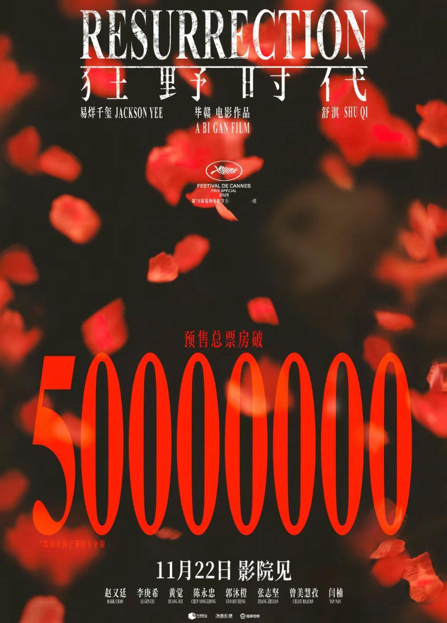 哇狂野时代预售票房破五千万啦