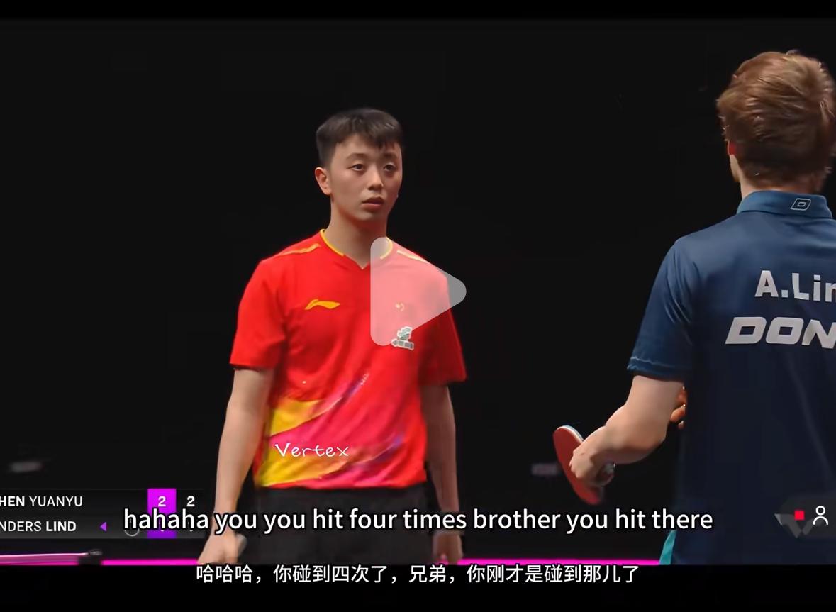 陈垣宇3:1拿下林德，被指无影手——球拍四次接触球多哈冠军赛，陈垣宇3:1林