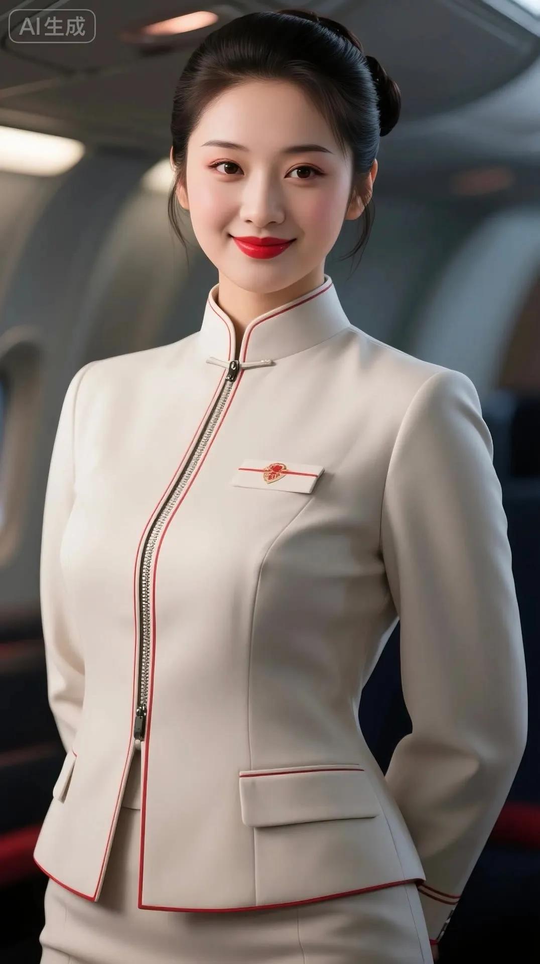 空姐风采，优雅迷人，微笑服务，安全第一。
