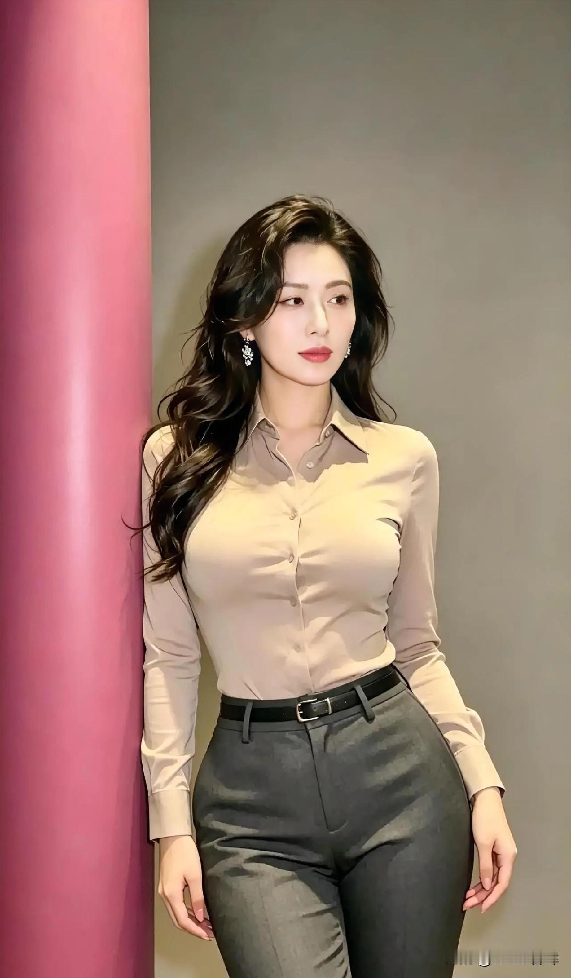 粉柱倚佳人，素衣衬温婉，一眼便入心。