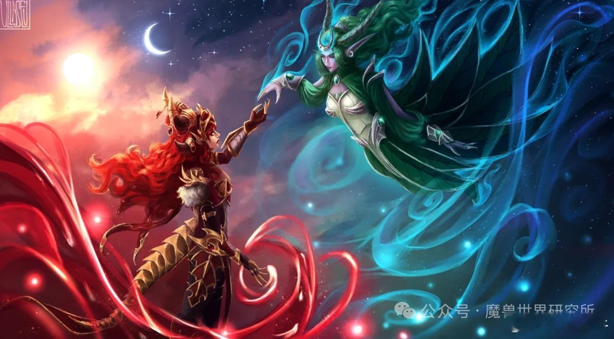 ullaseu最近画了一张图，图中伊瑟拉和阿莱克丝塔萨真的太美了！魔兽世界魔兽世