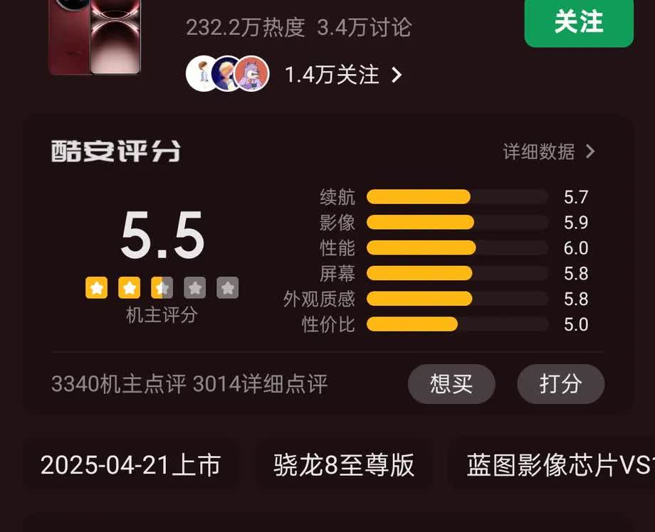 某三方软件国产四大Ultra用户对于Ultra的评分：华为Pura80Ul
