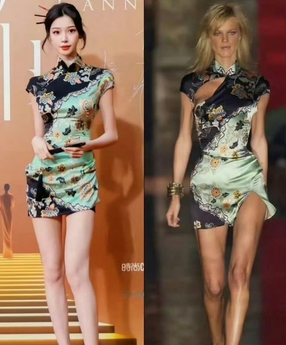 易梦玲把领口处缝起来了，发觉比原版还好看！