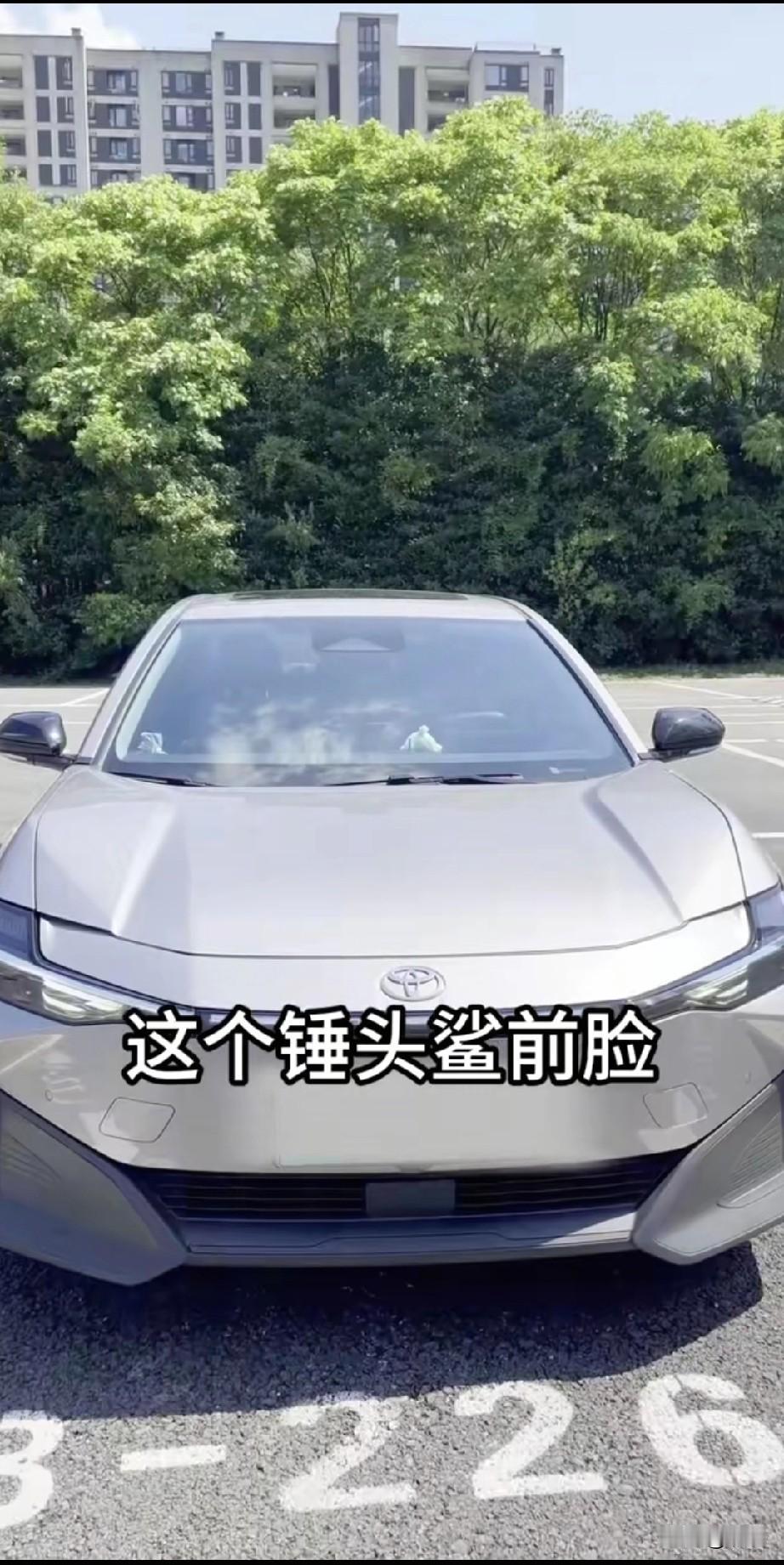 原来女生也喜欢这么科技感十足的车，银色的车身在阳光下闪闪发光，车头是锤头鲨的